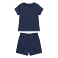 thumbnail image 4 of Girls Trendy 2-Piece Summer Set Short Sleeve Top and Shorts Soft and Stylish Casual Clothes for Toddler to Big Girls Navy Size 7-8 Years, 4 of 4