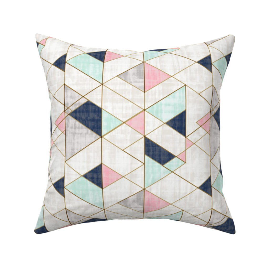 Boho Watercolor Chevron Blue Throw Pillow Cover w Optional Insert by Roostery 