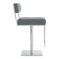 thumbnail image 2 of Michele Swivel Adjustable Height Gray Faux Leather and Brushed Stainless Steel Bar Stool, 2 of 8