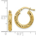 thumbnail image 3 of 14K Yellow Gold 3X10 Diamond-Cut Round Hoop Earrings, 3 of 7