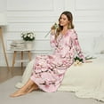 thumbnail image 3 of SEANATIVE Women's House Dress Full Length Nightgown Button Down Housecoat Soft Cozy Long Sleeve Lounge Dress Comfort Sleepwear Nightdress, L, Pink Floral, 3 of 7