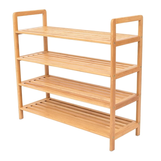Zapatero independiente de bambú, 4 niveles, madera, para armarios y entrada, organizador, capacidad para 12 pares de zapatos