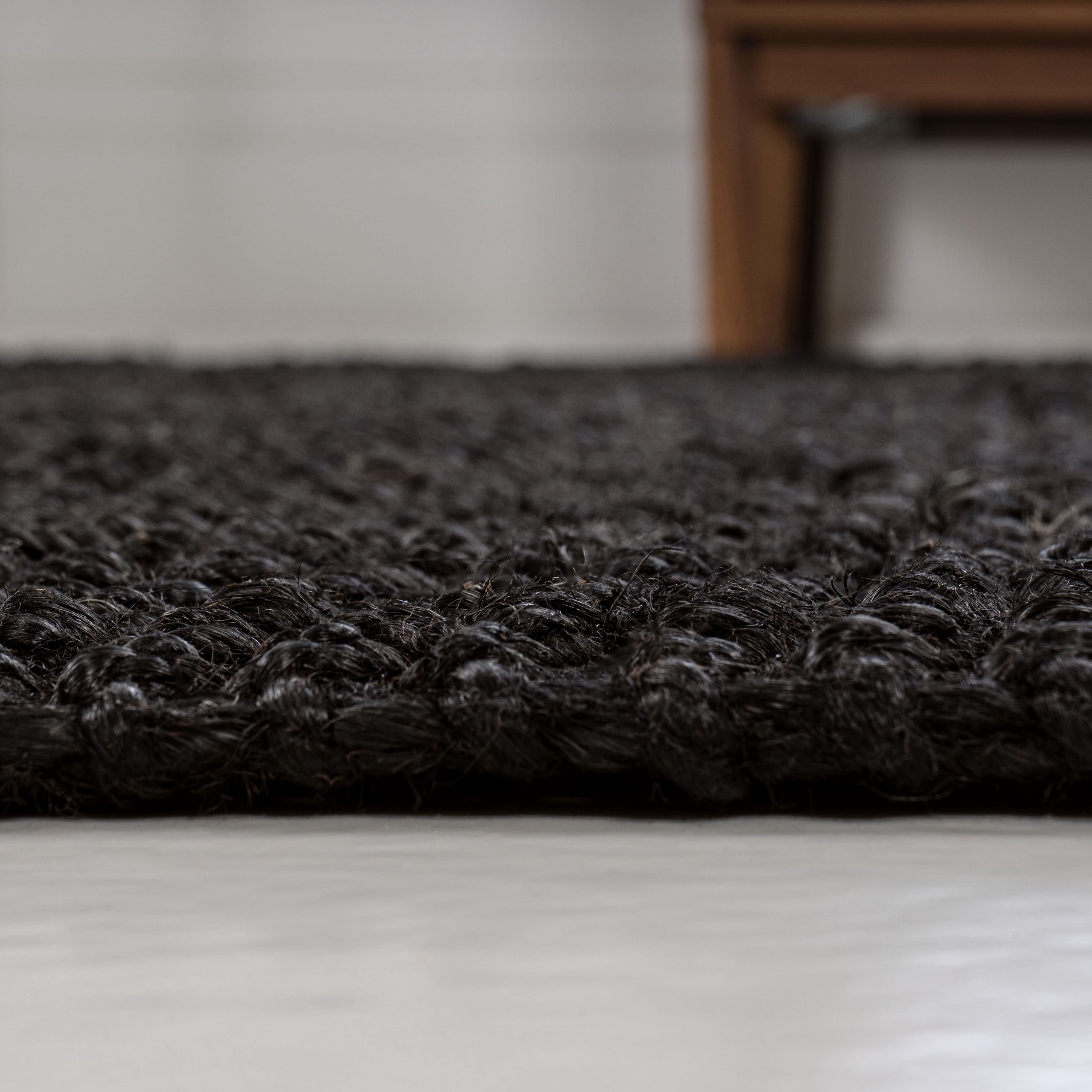 JONATHAN Y NATURAL FIBER 4 x 6 Area Rug, Pata Hand Woven Chunky Jute - Black, NRF102E-4