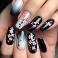 thumbnail image 2 of 24 Pieces Fall Flower Press on Nail Coffin False Nail Glossy Acrylic Nail Winter Stick on Nail for Women Girls Manicure, 2 of 10
