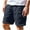Navy Blue, variant on ohmzyzo Mens Cotton Linen Shorts Drawstring Elastic Waist Shorts Solid Color Summer Casual Loose Shorts with Pocket