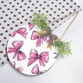 thumbnail image 4 of Pink Bow Hand Painted Style Front Door Porch Decoration Hanging Sign with Artificial Green Plants and Bow for Home Outdoor Indoor, 4 of 7