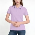 thumbnail image 3 of Rvasteizo Womens Summer Short Sleeve Turndown Collar Blouse Shirt Solid Color Short Sleeve Turndown Collar Casual Top, 3 of 5