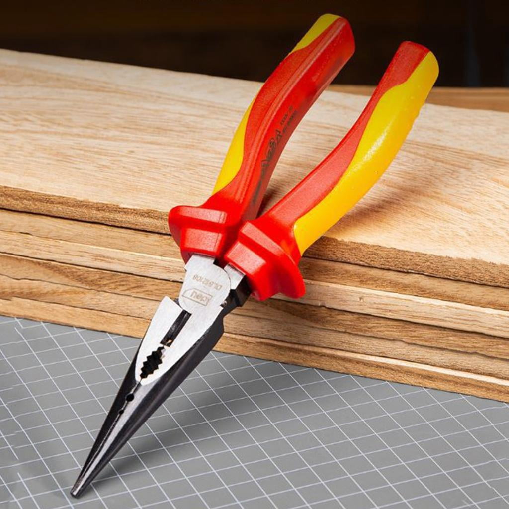 CEORPER Reliable and Safe 200mm Insulated Long Needle Nose Pliers, High Voltage, Durable Steel Construction