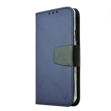 [REDShield] Navy/ Black Samsung Galaxy S5 Smooth Wallet Case Cover [PU/ Faux Leather]; Perfect fit as Best Coolest Premium Design (Best Settings For Samsung Mu8000)