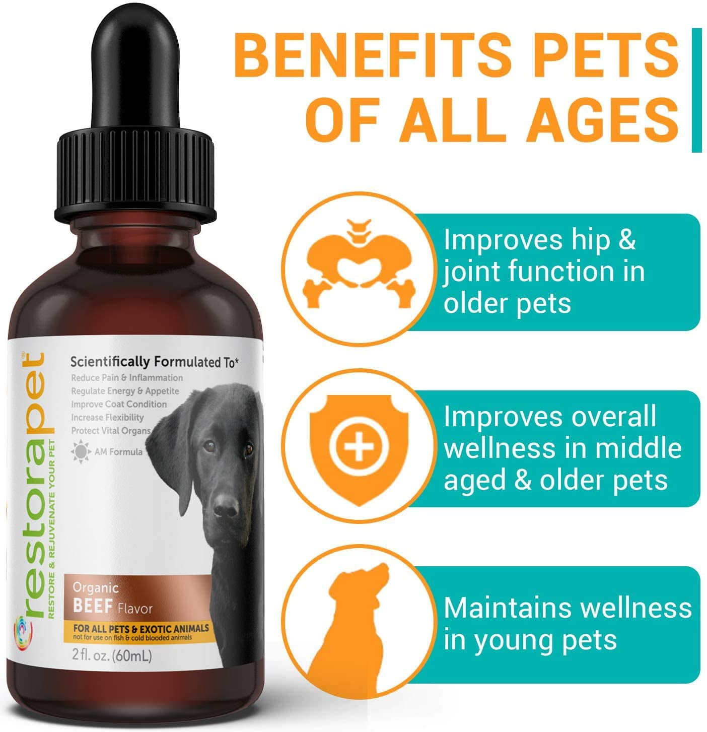 RestoraPet 1-Pack Organic Pet Supplement For Dogs, Cats & Horses