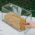 thumbnail image 2 of Small .‘‘ x .‘‘ x .‘‘ Glass Card Box with Slot & Lock for Wedding Reception Geometric Clear Envelops Box Suitable for x es Cards Gold (Slot Length cm) Handmade, 2 of 8