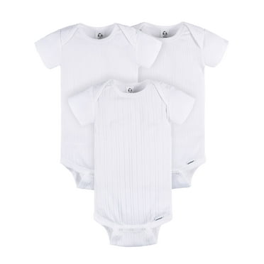 Gerber Baby Neutral 3-Pack White Short Sleeve Bodysuits, Sizes Preemie - 24 Months