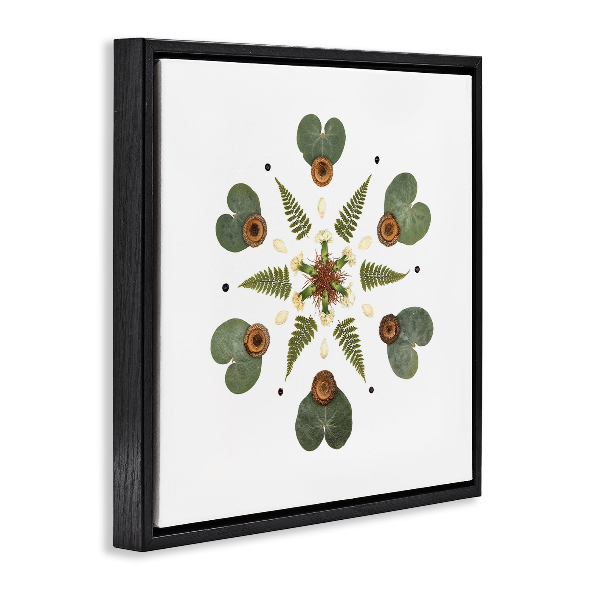 Stupell Industries Lily Pad & Fern Mandala Black Framed Floater Canvas Wall Art, design by Beth Adoette