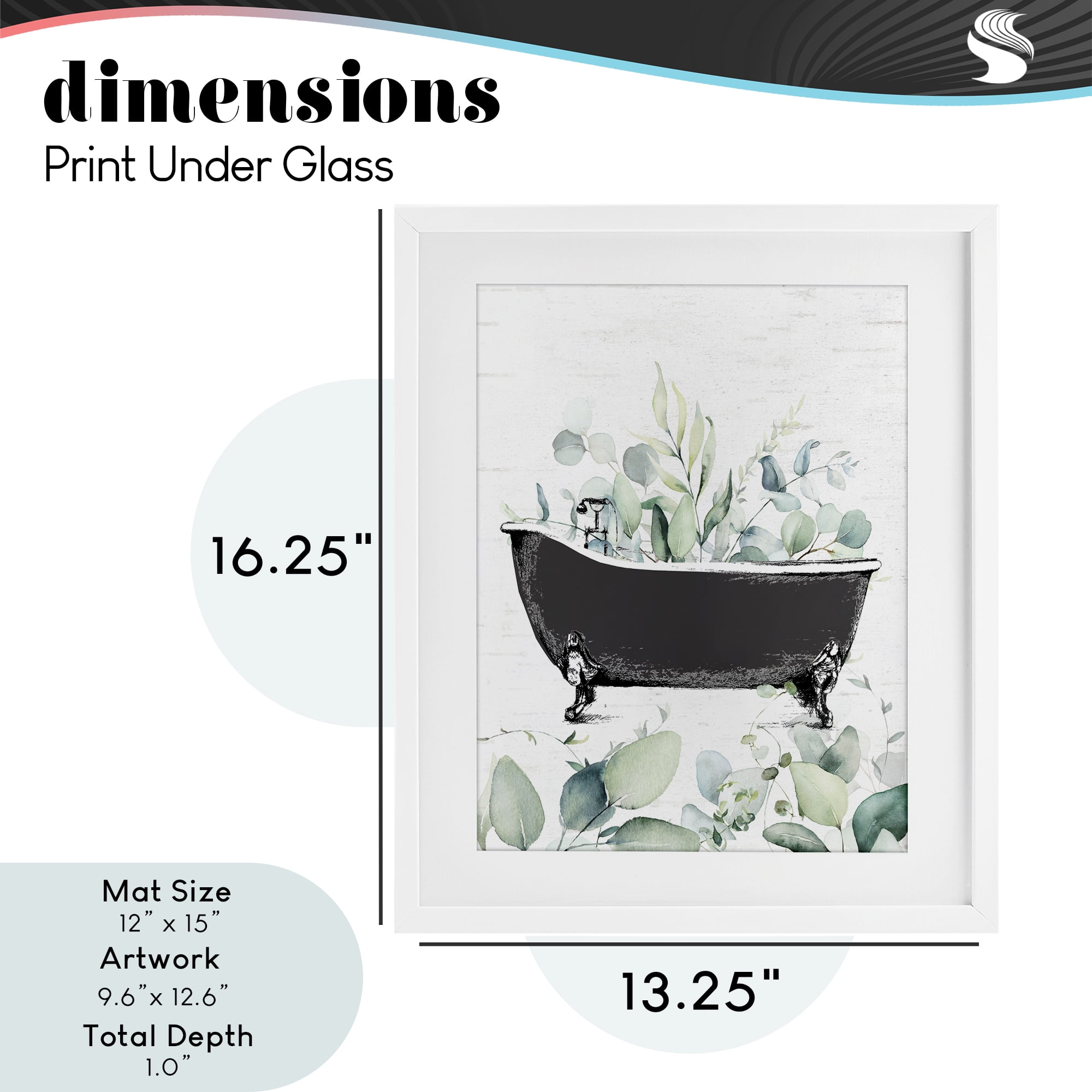 Eucalyptus Leaves Bathtub White Framed Print Under Glass, design by Lettered and Lined