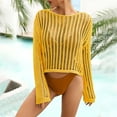 thumbnail image 3 of yillto Women Crop Cover up Crochet Long Sleeve Lightweight Beachwear Protection Bikini Knit Mesh Tops, 3 of 5
