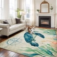 thumbnail image 3 of Vintage Ocean Washable Living Room Rugs 5'x8', Sea Turtle Starfish Seagrass Compass Nautical Low Pile Throw Large Area Rug Non-Slip Sturdy Edge Binding Carpet for Living Room Kitchen Office, 3 of 9