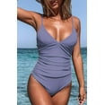 thumbnail image 4 of Women'S One Piece Swimsuit Tummy Control V Neck Bathing Suits（Purple Size:S), 4 of 5