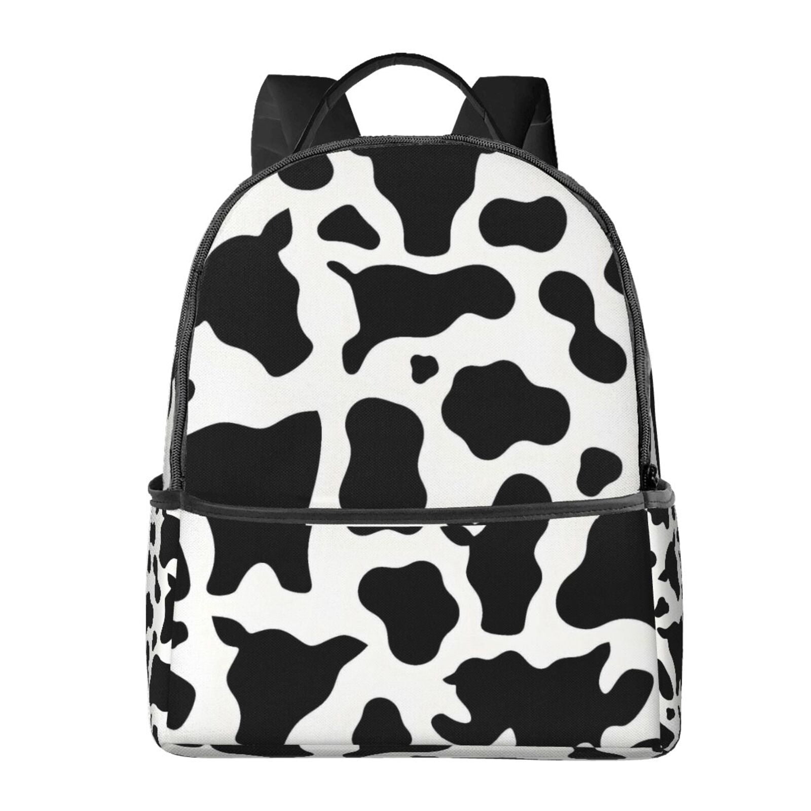 Lightweight Backpack With Adjustable Shoulder Strap Empty Bag Upright 12×14.5in For Weekend Holiday Travel Hiking Simple Cow Print Pattern, Vector Art Style_4
