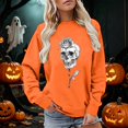 thumbnail image 2 of Halloween Sweatshirt for Women Versatile Women's Sweatshirt for Comfort and Effortless Style Soft Knit Pullover Top for Casual Wear Orange M, 2 of 4