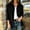 Black, variant on Women's Lapel Ribbed Button Down Shacket, Roll Tab Long Sleeve Dual Chest Pocket Loose Fit Solid Overshirt Jacket for Fall Winter Daily