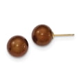 thumbnail image 1 of Beautiful 14k 9-10mm Coffee Round Freshwater Cultured Pearl Stud Post Earrings, 1 of 2