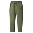thumbnail image 2 of FcBaudy Full Length Pants Man Solid-Color Pocket Drawstring Plush Pocket Outdoor Warm Hiking Thick Fleece Pants Men Polyester Pants, 2 of 7