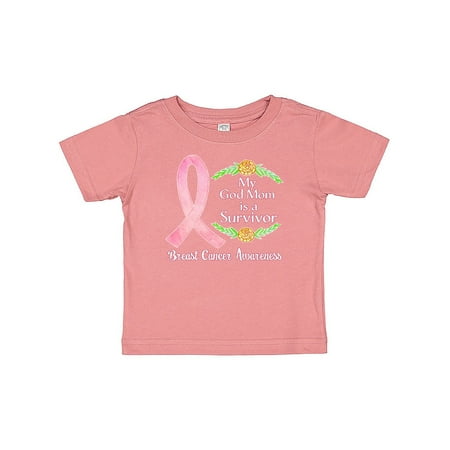 

Inktastic My God Mom is a Survivor Breast Cancer Awareness Gift Baby Boy or Baby Girl T-Shirt