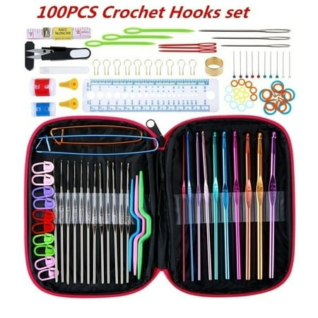 Linnnzi 22/52/90/100pcs DIY Aluminum Crochet Hooks Pin Knit Weave Multicolor Craft Sewing Needles Yarn Tool Kit