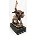 thumbnail image 2 of Majestic Nobility Elephant Trumpeting Bronze Electroplated Figurine With Base Resin Statue, 2 of 4