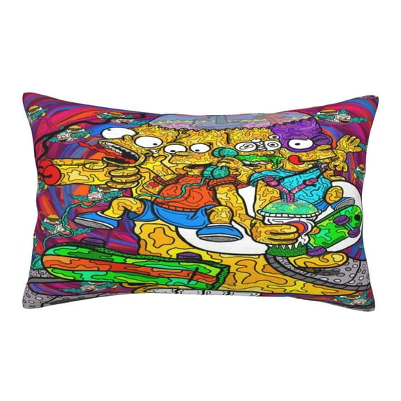 Simpsons Bed Pillowcase Zippered Pillow Cover Standard Queen King Size Pillowcase Cartoon Bed Long Pillow Case
