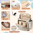 thumbnail image 4 of Mochila cambiador Omanmoli grande a cuadros, beige, de cuero, 4 of 6
