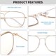 thumbnail image 3 of Gafas de ordenador JM Aviator Square Anti Blue con marco dorado claro, 3 of 7