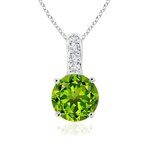 Mia Diamonds 14k Yellow Gold 5mm Peridot bezel pendant