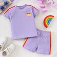 thumbnail image 2 of Toddler Baby Girl Clothes Summer Outfits Short Sleeve Elastic Sweatshirt and Shorts 2 Piece Sweatsuit Set 6-12 Months 12-24 Months 2t 3t 4t 5t 6t 7t 8t 9t Children 4-5 Years, 2 of 7