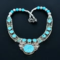thumbnail image 2 of Turquoise Bohemian Handmade Statement 925 Sterling Silver Nepali Necklace 18", 2 of 5
