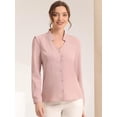 thumbnail image 2 of DARING DIVA Women's Elegant V Neck Long Sleeves Button Down Shirt XL Grey Pink, 2 of 6