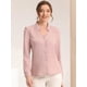 thumbnail image 2 of Camisa abotonada cuello alto escote En V recortado primavera mujer Allegra K Rosa Gris XS, 2 of 5