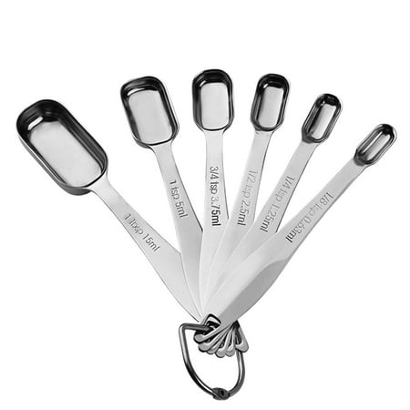 

6pcs/set Measuring Spoons Flour Oil Stainless Steel Kitchen Tools Long Handle
