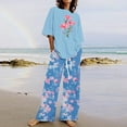 thumbnail image 1 of jovatis Complets pour Femmes Chic Complet d'Été pour Femmes Mode Court Imprimé Couleur Pantalon Décontracté, 1 of 5
