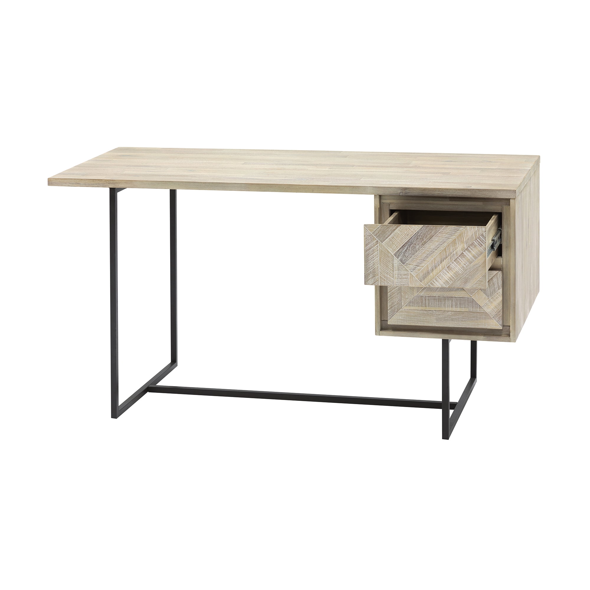 2 Drawer Desk in Natural Acacia Wood
