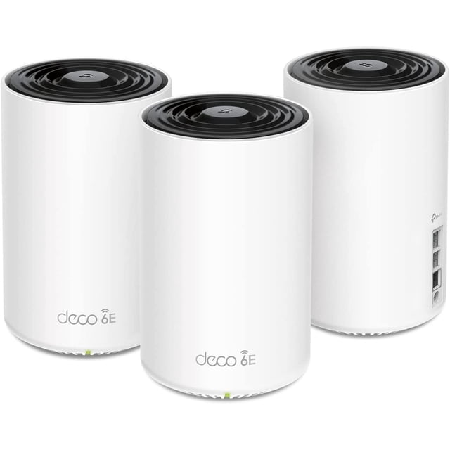 TP-Link Deco AXE5400 Sistema de Malla WiFi 6E Tribanda (Deco XE75 Pro): Puerto WAN/LAN de 2,5 G, Cubre hasta 7200 Pies Cuadrados, Reemplaza el Enrutador y el Extensor WiFi, Malla Alimentada por IA, Nu