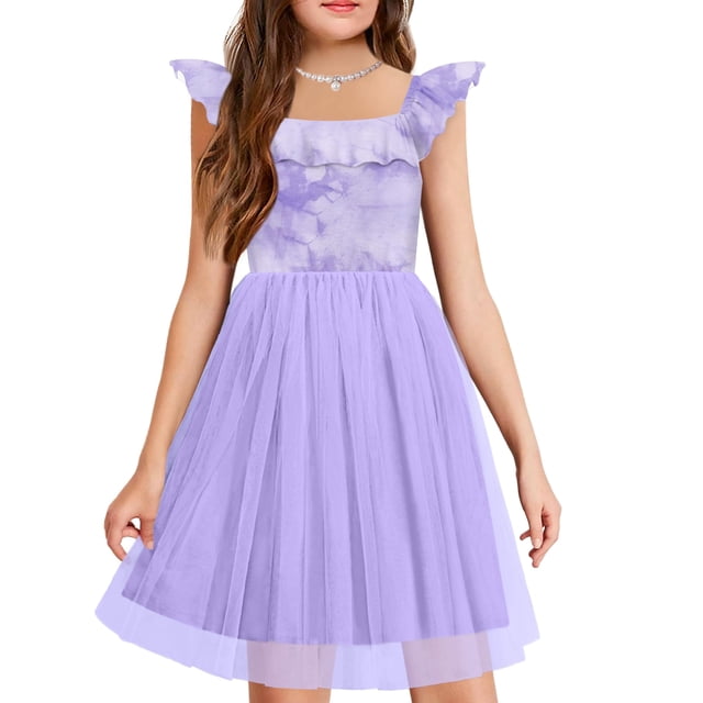 Vestido Arshiner de Pascua y primavera de tul con hombros descubiertos para niña
