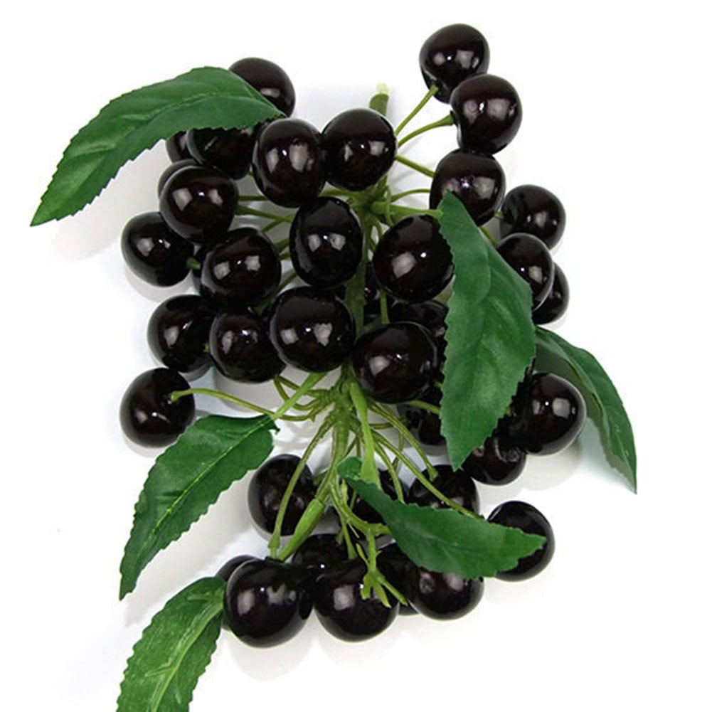 Artificial Fruit, Lifelike Decorative Fruits, Artificial Blueberries Simulation Lychee Longan Fake Grapes for Home Kitchen Wedding Office Party Decor, Photography Props