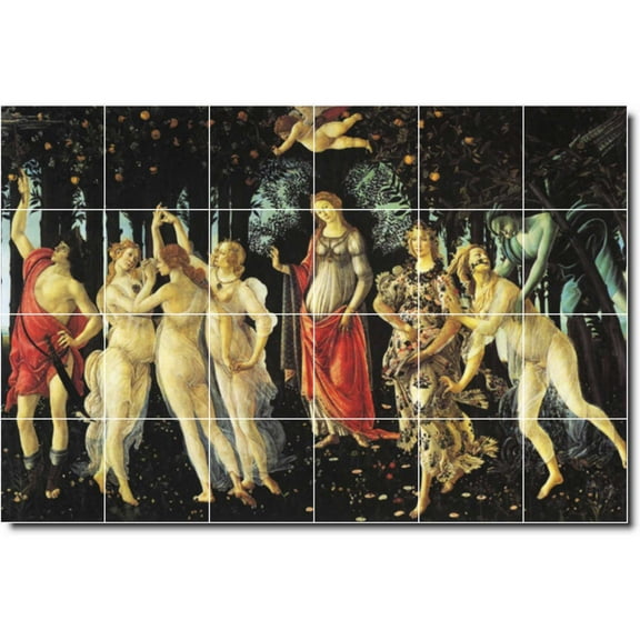 Ceramic Tile Mural-Sandro Botticelli Mythology 6. 25.5" w x 17" h using (24) 4.25 x 4.25 ceramic tiles