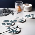 thumbnail image 6 of Porcelain Cup Mats with Pattern Cork Base Round Daily Supplies Leaf Pattern 103x7.5mm Box Size: 11x11x11cm Material Porcelain, 6 of 7