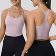 thumbnail image 2 of COMVALUE Racerback Crop Tank Tops for Women - Padded Y-Back Longline Sports Bras Scoop Neck Workout Yoga (Pink, XL), 2 of 9