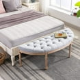 thumbnail image 4 of chairus Linen Halfmoon Entryway Bench 55" Button Tufted Semi-Circle Ottoman Comfy Upholstered Seat for Bedroom/End of Bed/Mudroom, Light Grey, 4 of 14