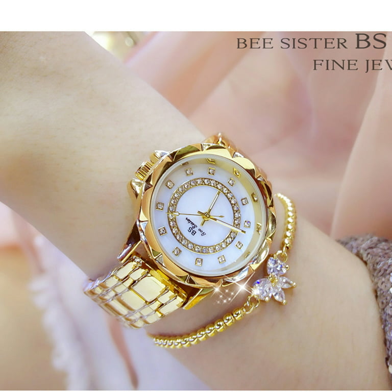 Diamond Quartz Watches Metal Strap Elegant Fashionable Wrist Watch