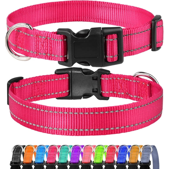 Minzimin 1pcs Reflective Dog Collar, Sturdy Nylon Collars for Large Girl and Boy Dogs, Adjustable Dog Collar with Quick Release Buckle