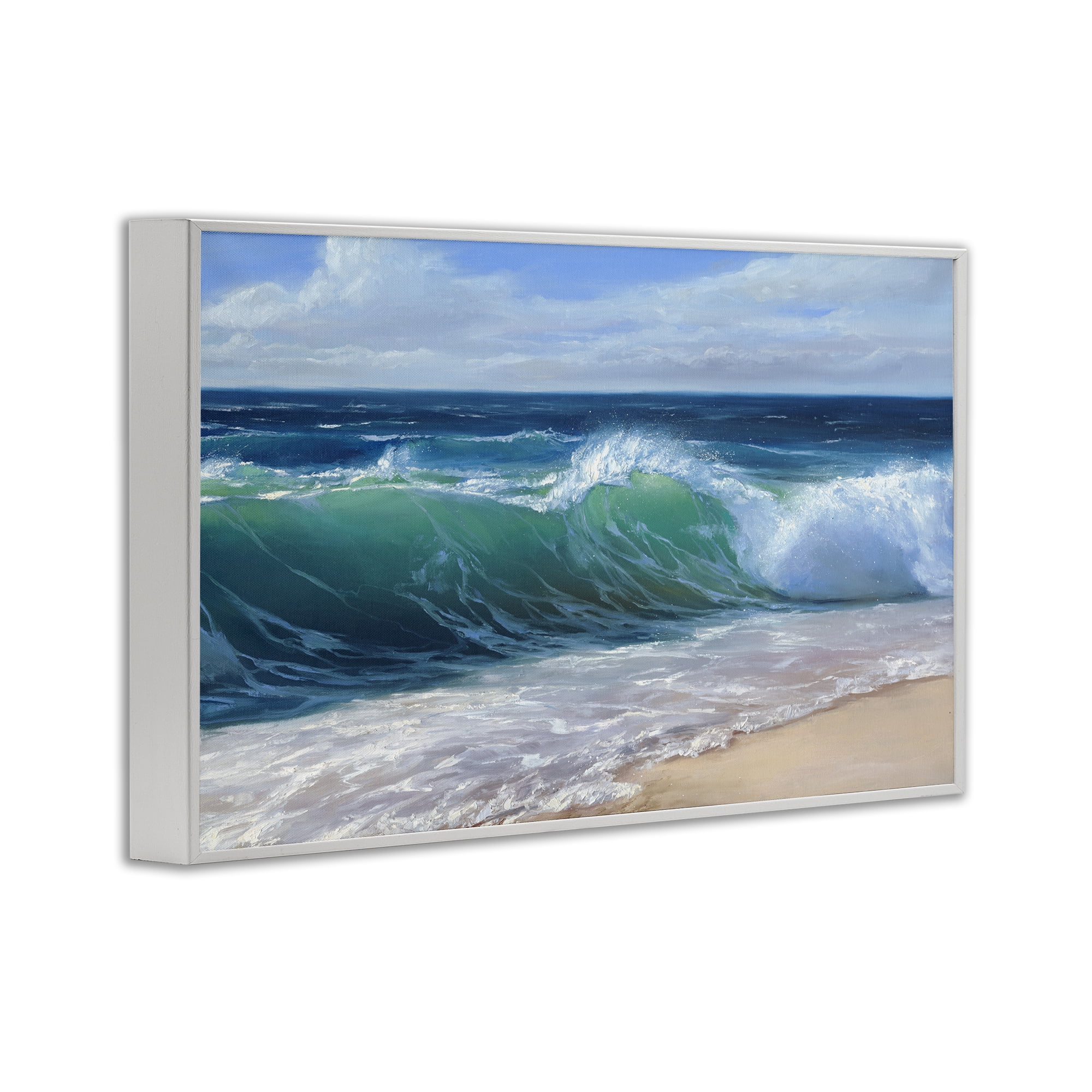 Stupell Industries Content Beach Waves Shore White Framed Giclee Art, design by Dimitri Sirenko
